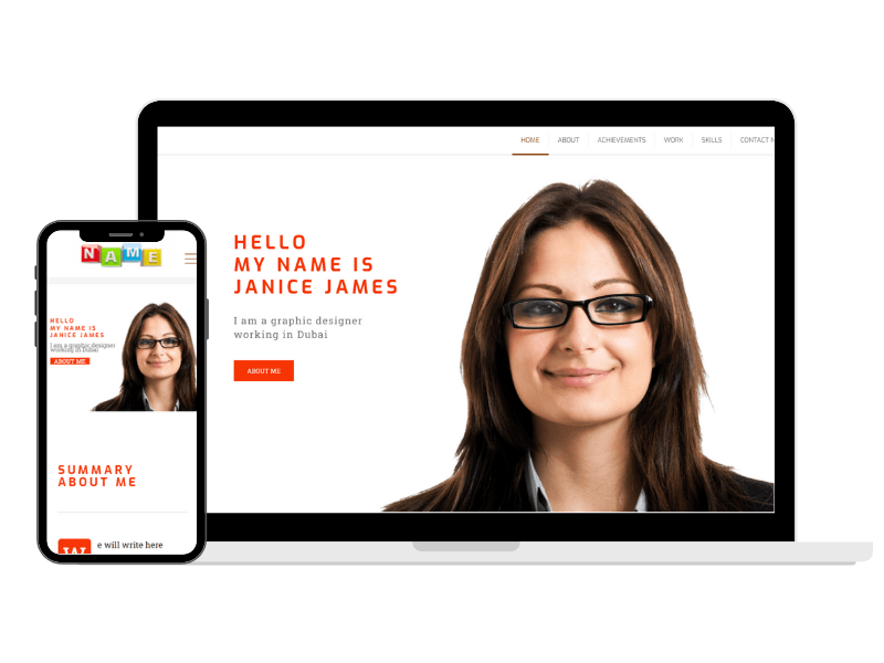 Personal Profile Website Design in Dubai - Online Resume Web Design